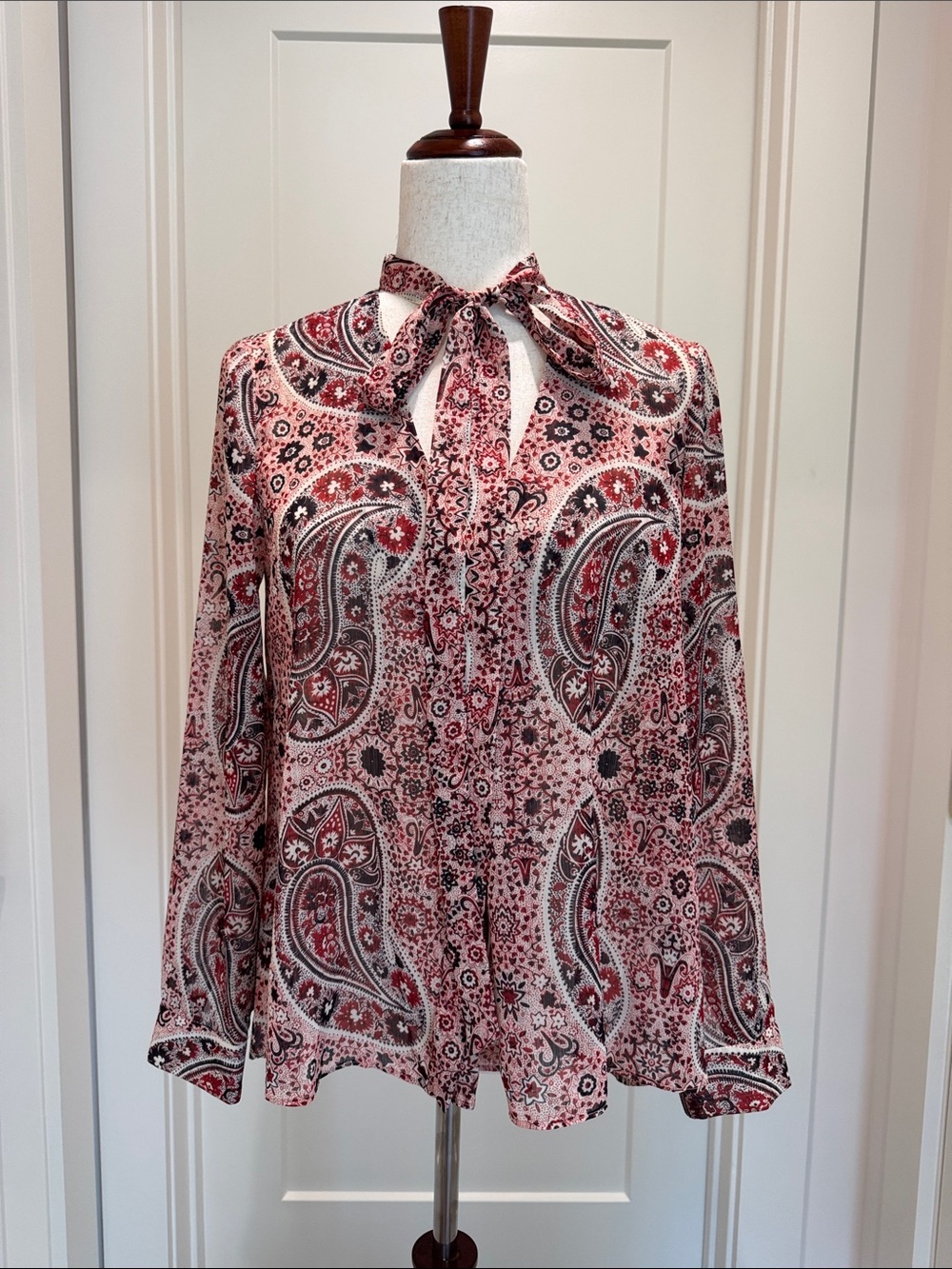 Alice + Olivia Anabel Paisley Print Tie Neck Blouse